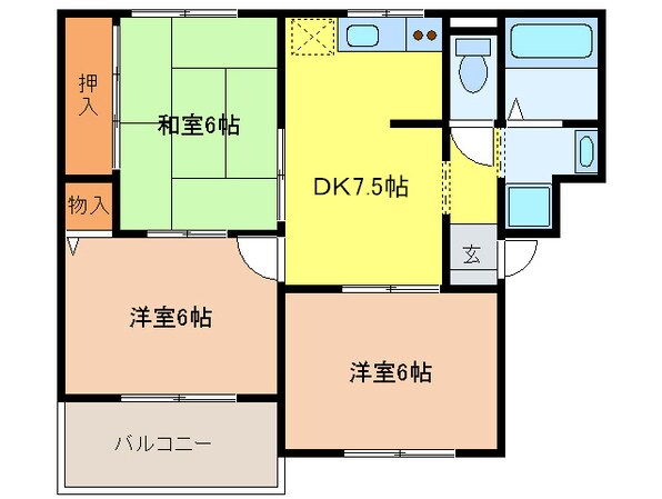 ニュ－リバ－サイド八尾南Ｂ棟の物件間取画像